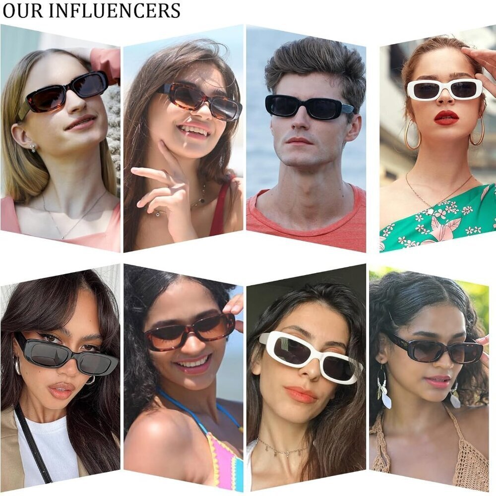 Trendy Rectangle Leopard Brown Sunglasses Women Men Retro Square Fashion Shades - Picture 3 of 6